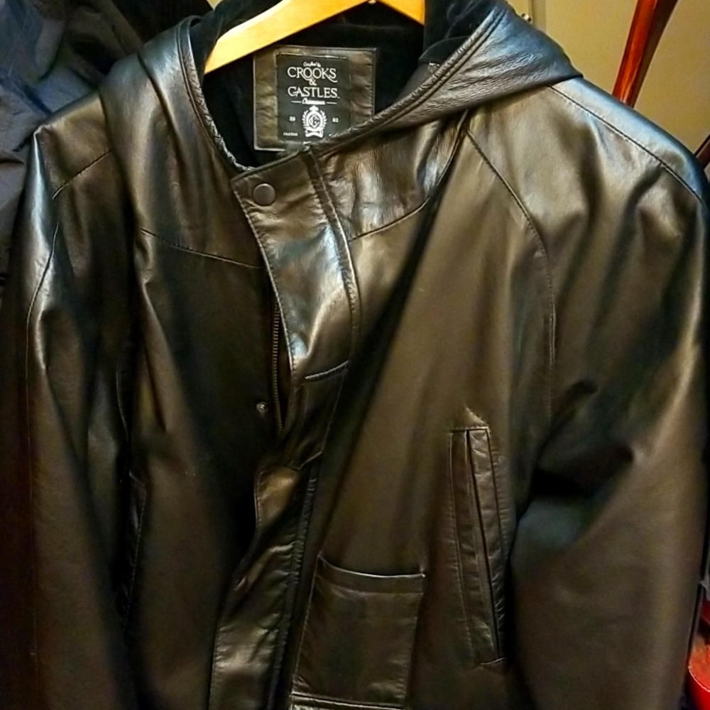 Crooks and Castles Hooded Leather Coat